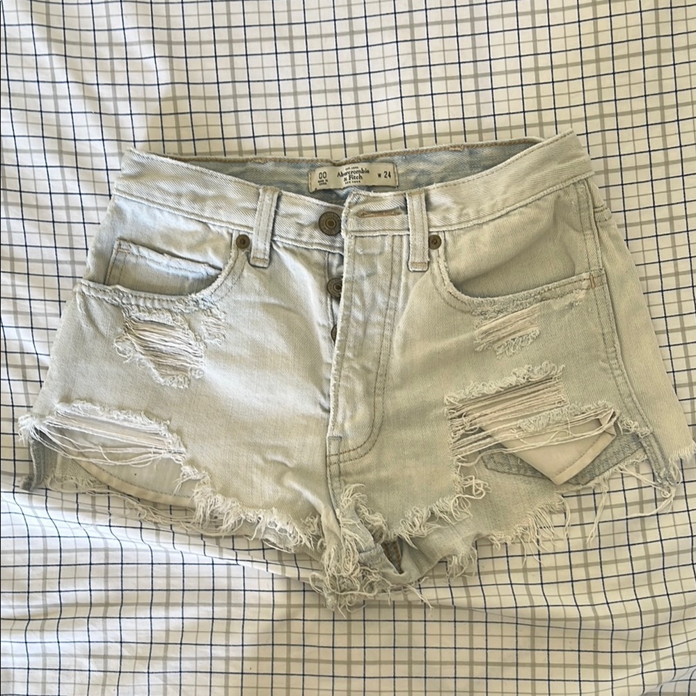 Abercrombie & Fitch Blue Jean Shorts Distressed Style